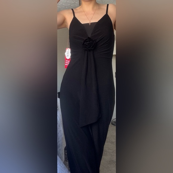 AUW Long Slip Column Sexy Black Dress Women's Size L NWT - Picture 2 of 9